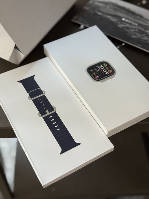 Apple Watch ULTRA 2 Natural Titanium Case with Navy Ocean Band