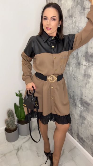 Sukienka Lola Bianka beżowa elegancka