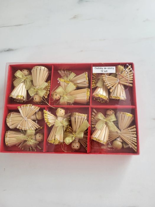 Ozdoby na choinkę anioły aniołki ze słomy