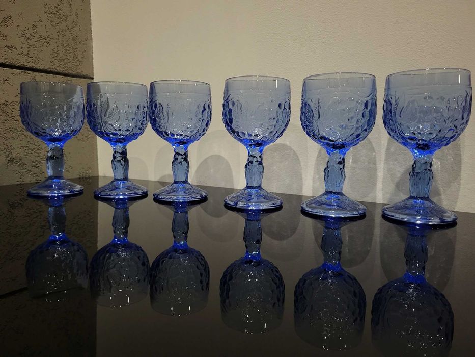 6x kieliszki Ząbkowice winogrona niebieskie HSG RETRO kielich