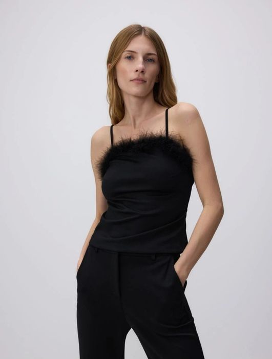 Top na ramiączkach z piórami Reserved NOWY Z METKĄ