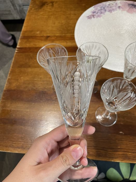 Kieliszki lampki na wino krysztalowe vintage PRL