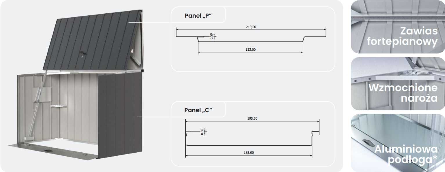 Schowek na rower - zamykana wiata stalowa GMS System
