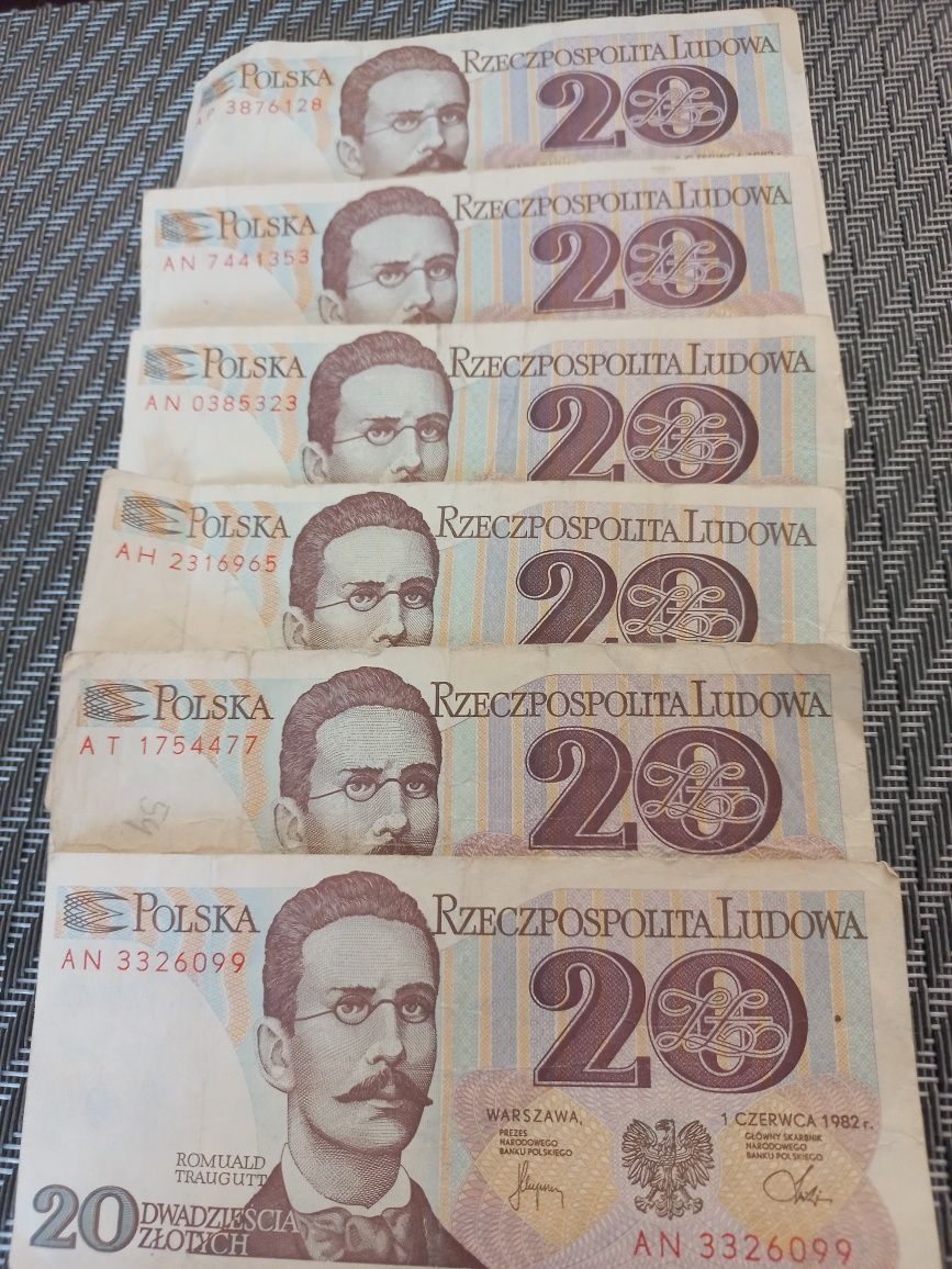 Banknoty 20 zł z Prl