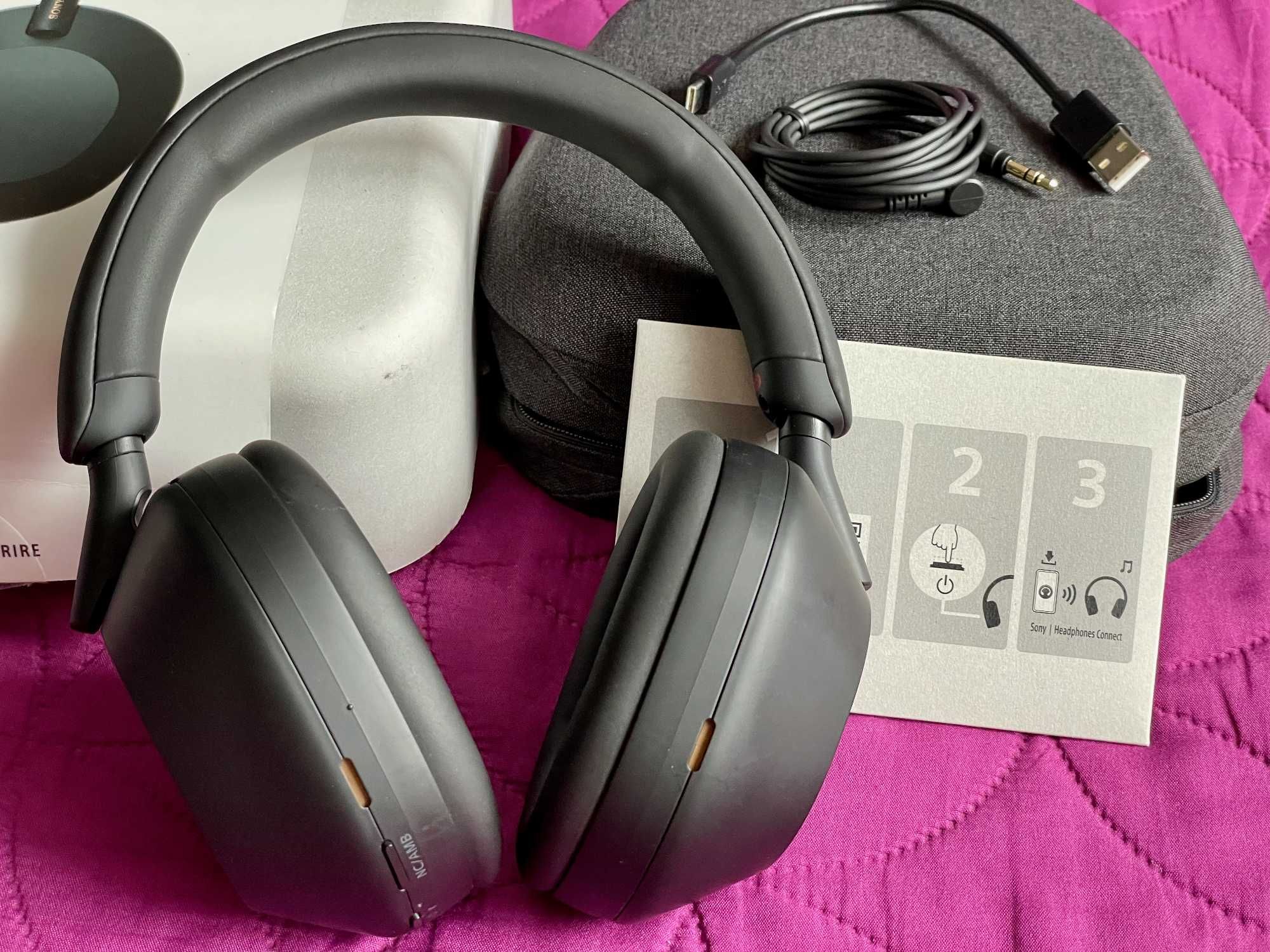 Słuchawki nauszne Sony WH-1000XM5 ANC Bluetooth czarne bdb komplet