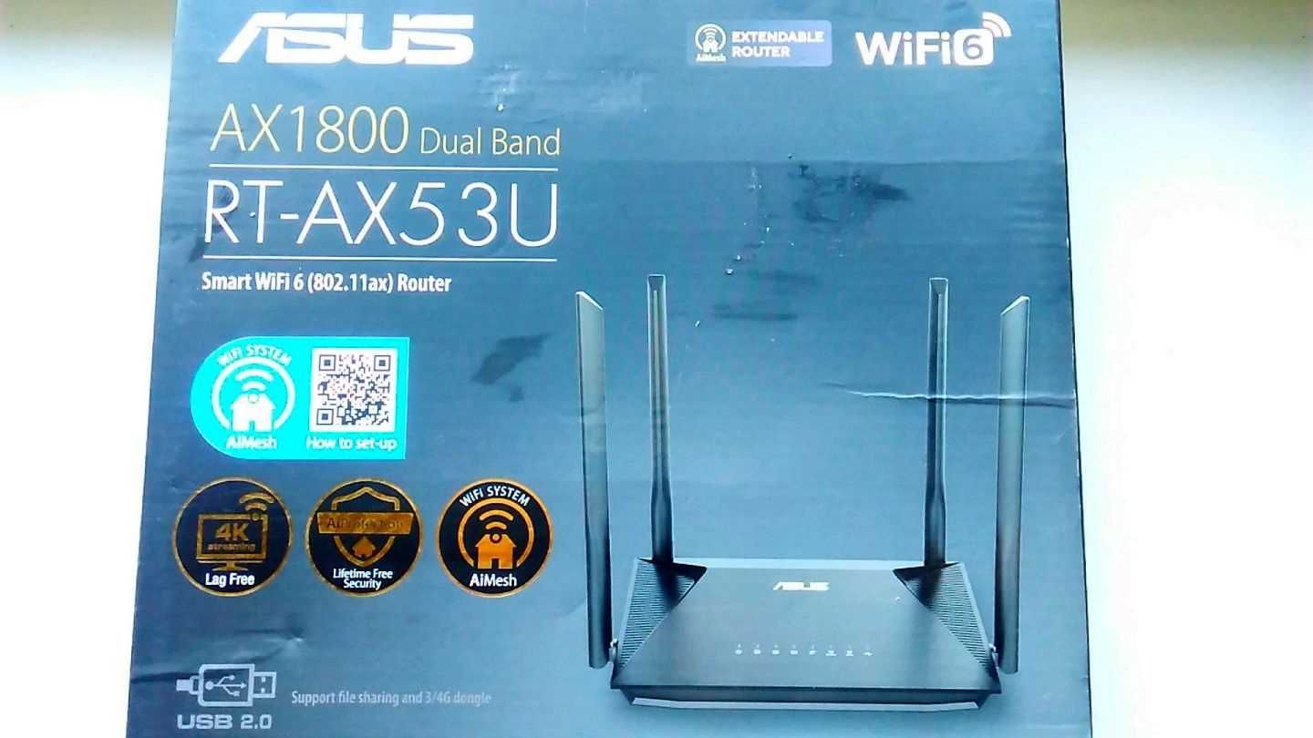 Роутер ASUS RT-AX53U AX1800: гигабит Wan,Usb,Mesh,Mu-Mimo (Keenetic)