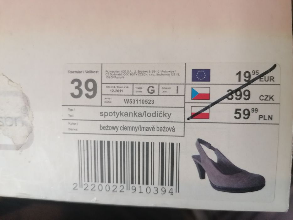 Clara Barson 39 beżowy but z wolną piętą na obcasie