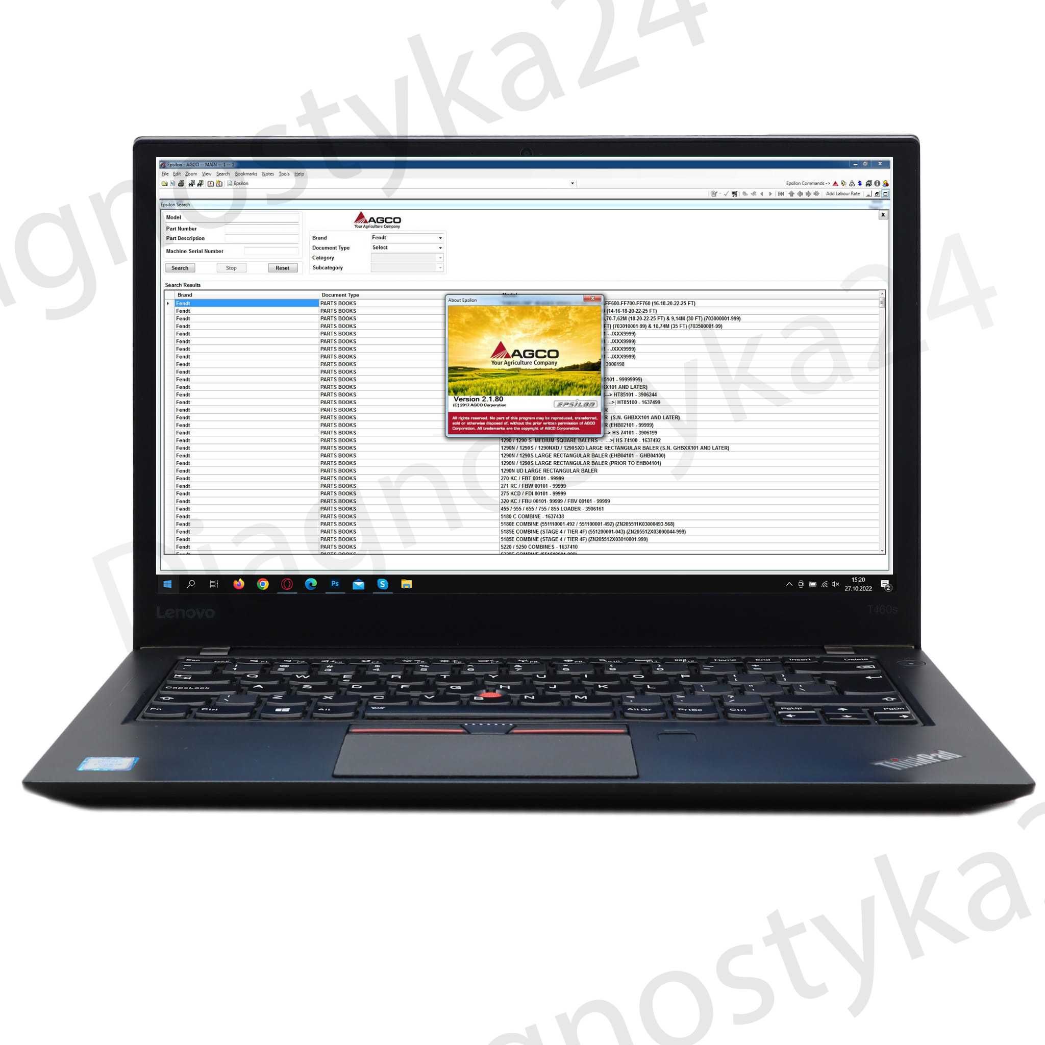 LAPTOP AGCO Epsilon 2021.08 Serwisówka Katalog Części Fendt Massey