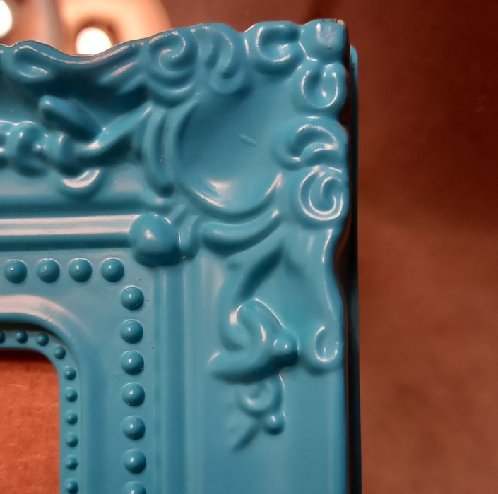 Moldura azul turquesa/cerúleo, múltipla, de plástico, 33 × 26 cm