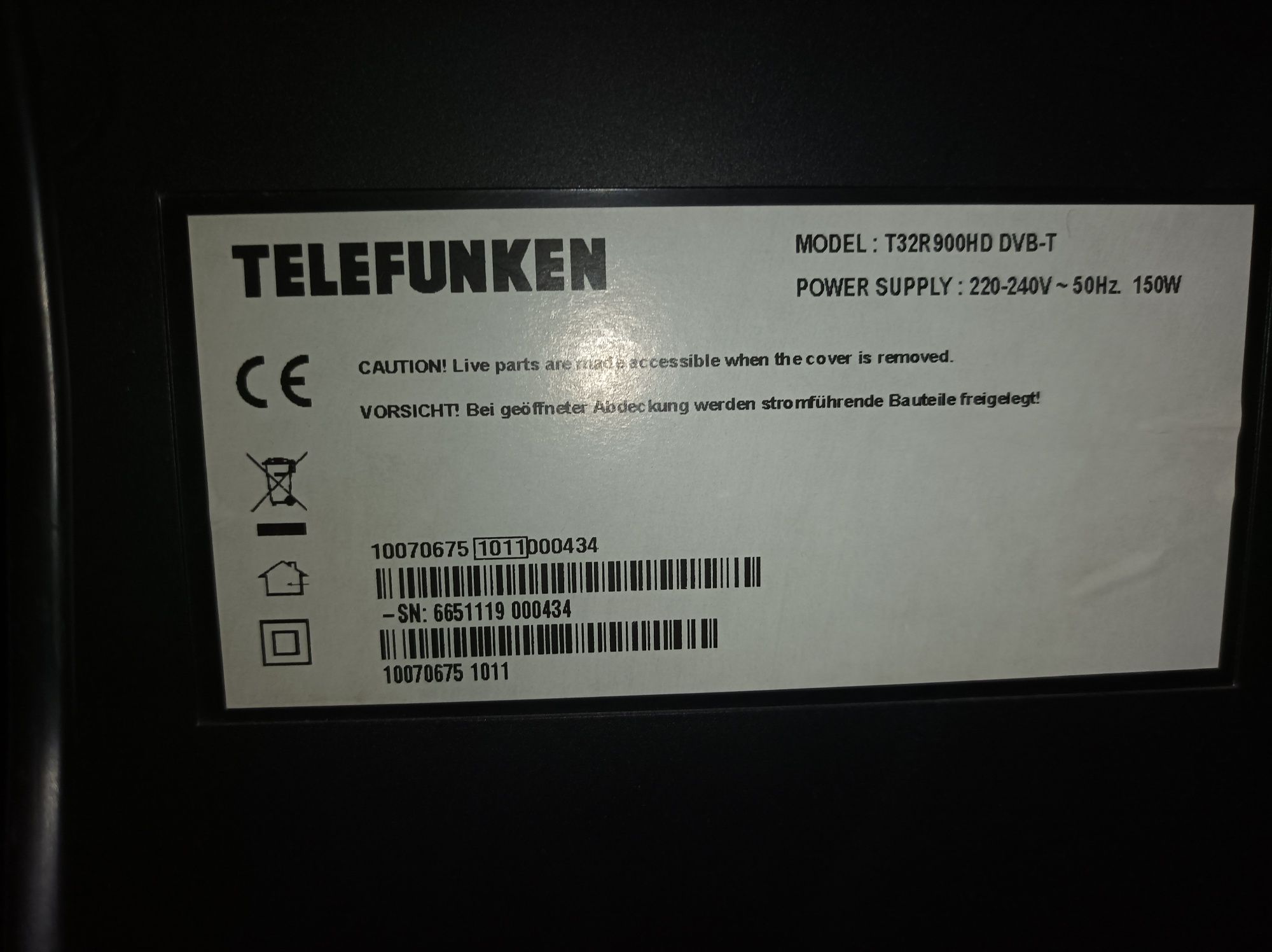 Телевізор 32 діагональ Telefunken T32R900HD DVB-T