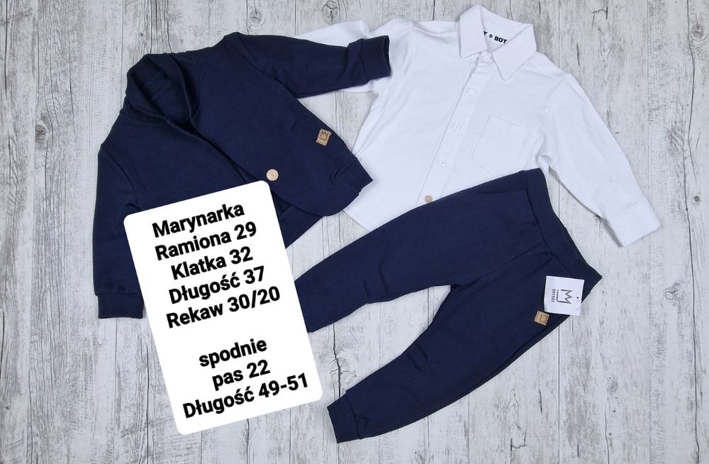 Garnitur chlopiecy bawełniany Marynarka bluza I spodnie  92/98 Granat