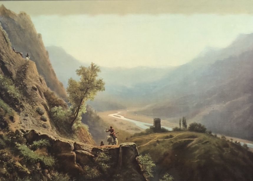 Картина - В ГОРАХ КАВКАЗА - Лев Феликсович Лагория, холст/масло,1879,