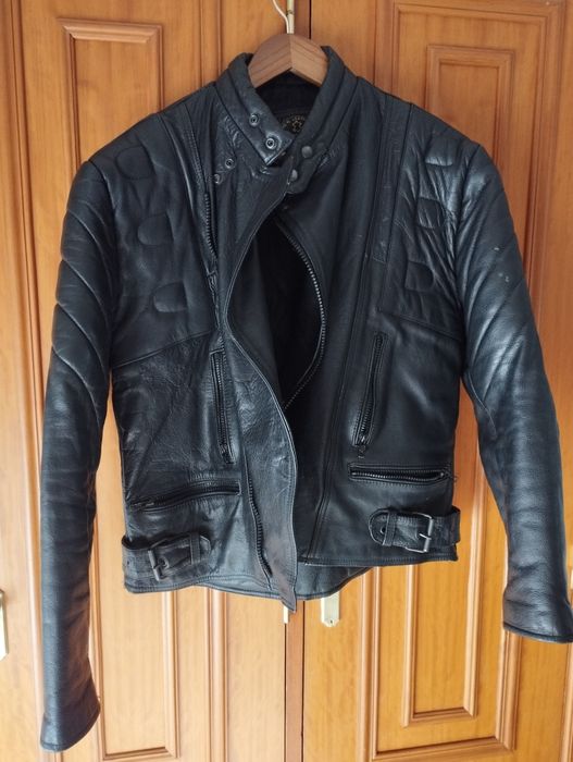 Casaco de moto em pele genuína