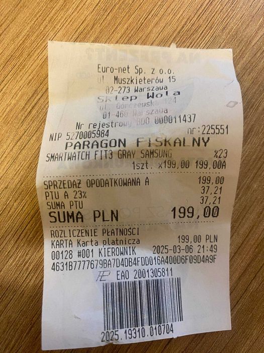 Sprzedam Smartband Samsung Galaxy Fit 3 Gray | nowe, nieaktywowane