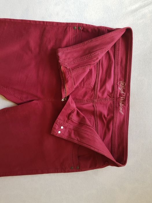 Śliczne duże spodnie jansowe bordowe rozm 48