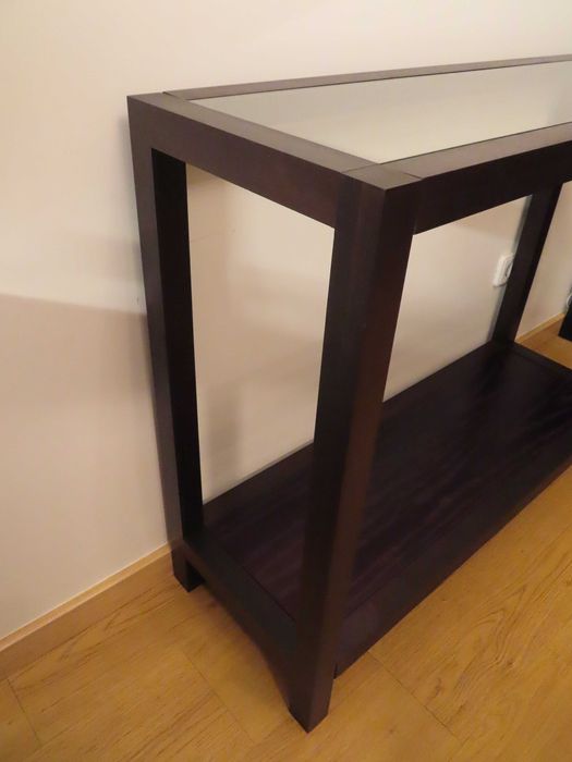 Consola wengué com tampo de vidro