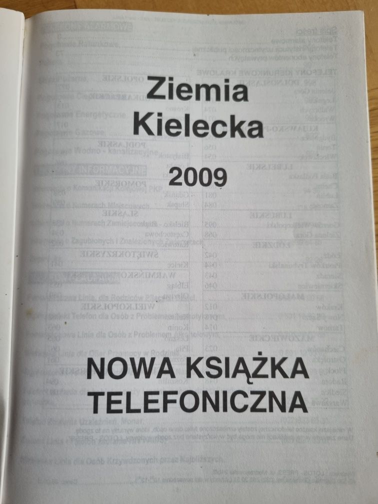 Książka telefoniczna woj świętokrzyskie 2009r.