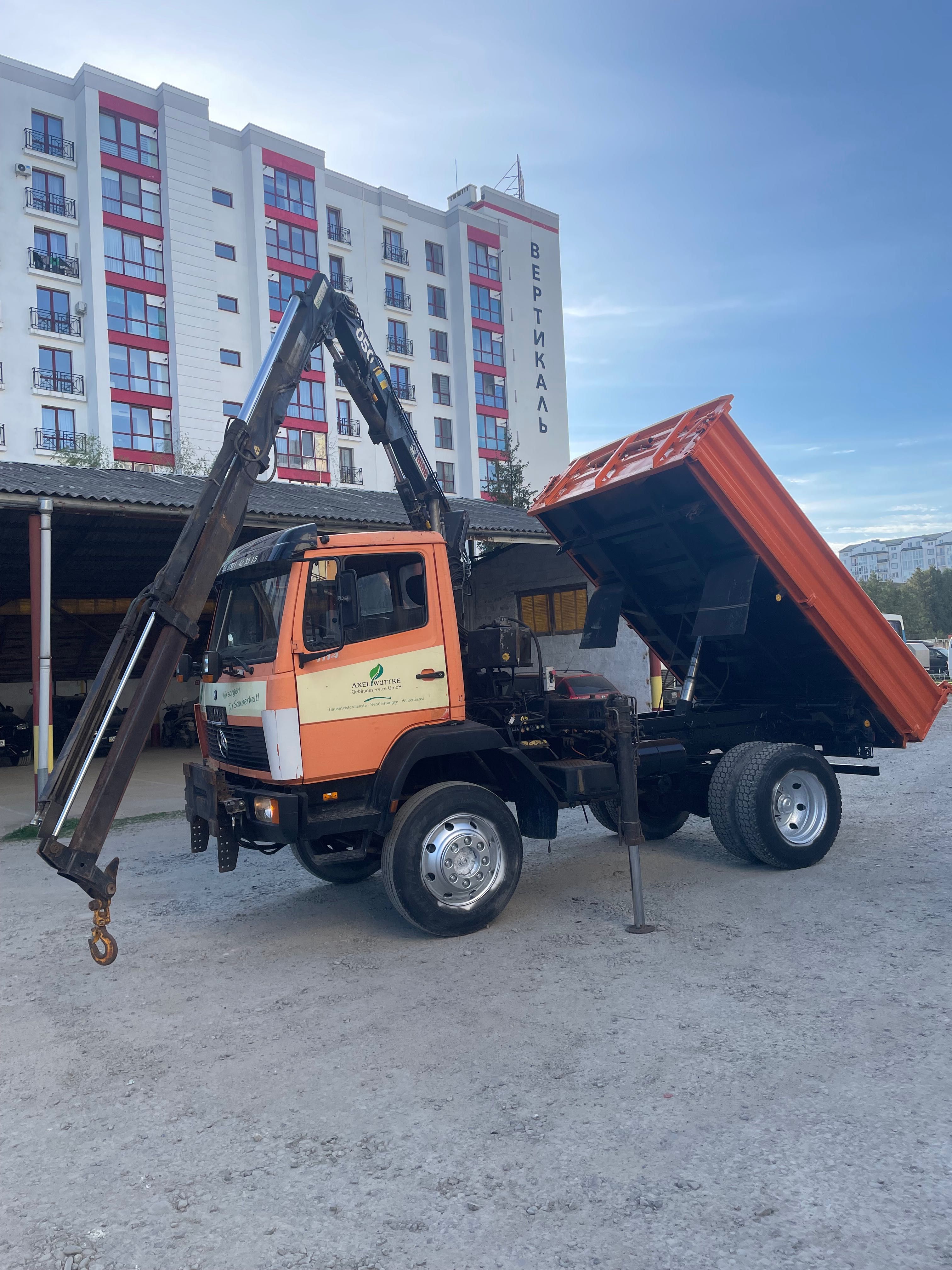 Mercedes 1114 4x4 маніпулятор самоскид  три сторони hiab meiler