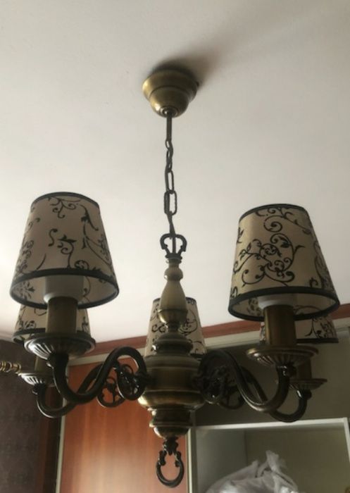 Lampa żyrandol mosiężny klosze art-abażur