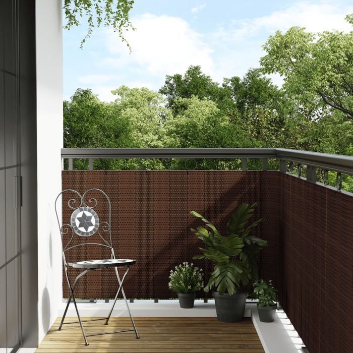 vidaXL Parawan balkonowy, brązowo-czarny, 500x80 cm, polirattan