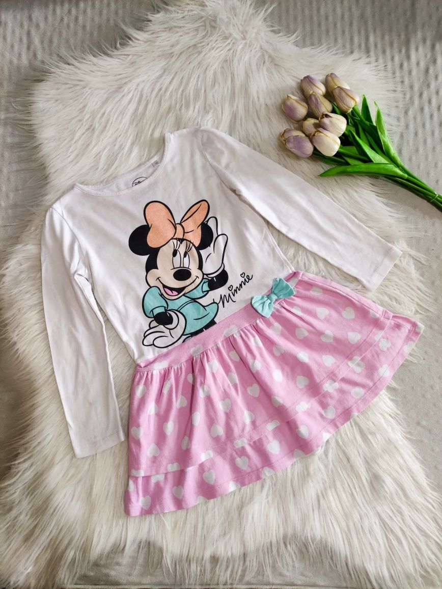 116 sukienka bawełniana długi rękaw Myszka Minnie Mickey Miki Disney