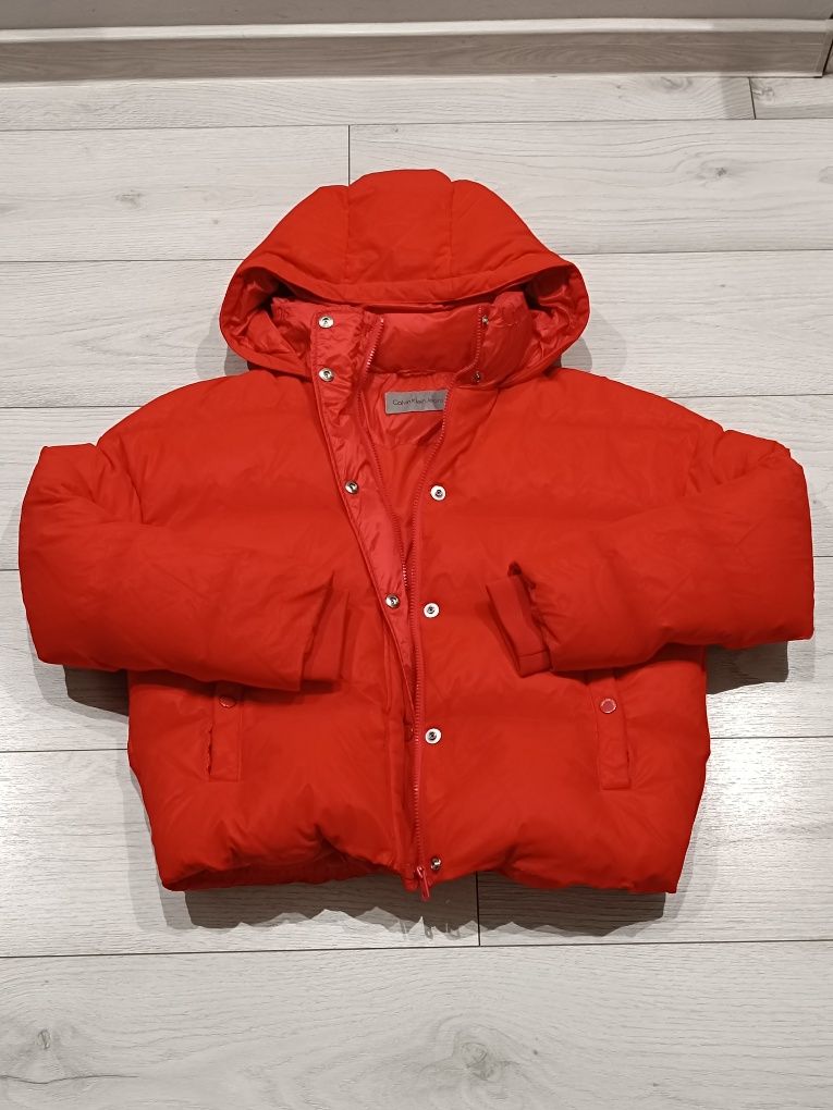 Kurtka Puchowa Puffer Z Kapturem Calvin Klain Jeans rozmiar S