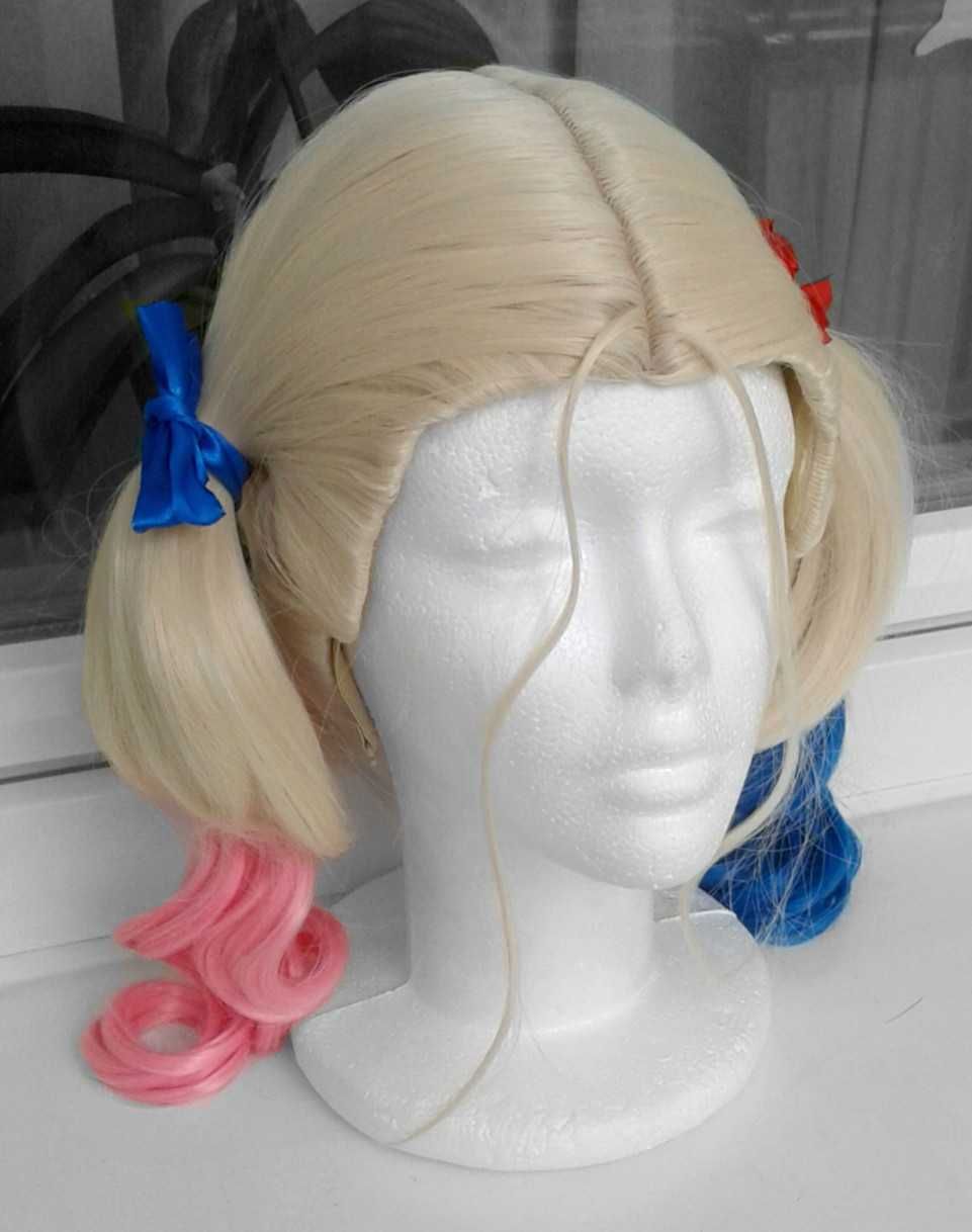 Suicide squad blond peruka z dwoma kitkami wig cosplay Harley Quinn