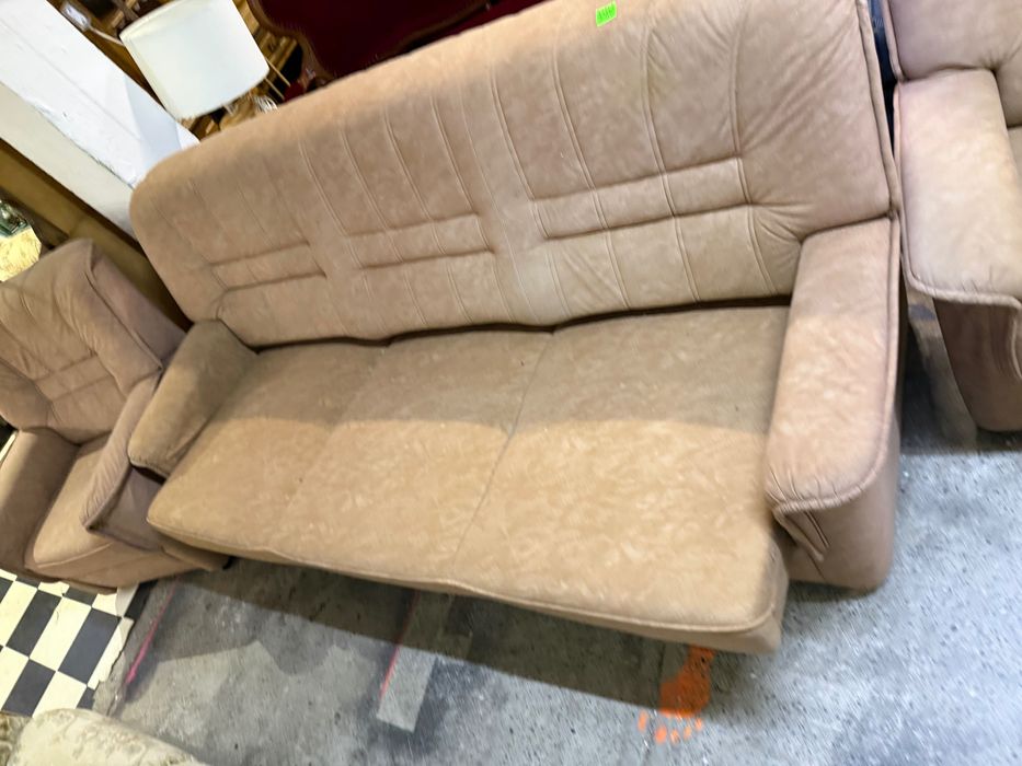 Wypoczynek z Niemiec beżowy 3+2+1 sofa + fotel DOWÓZ DO DOMU