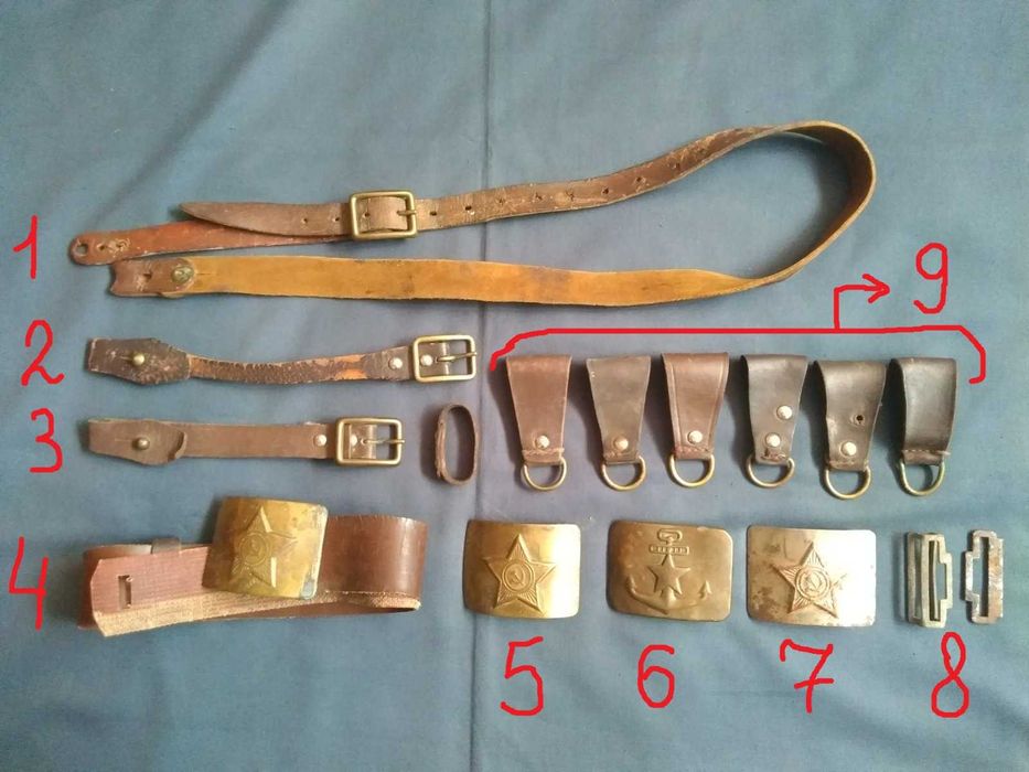 Военная портупея, солдатский ремень. Пряжки ВМФ,  СА . СССР.