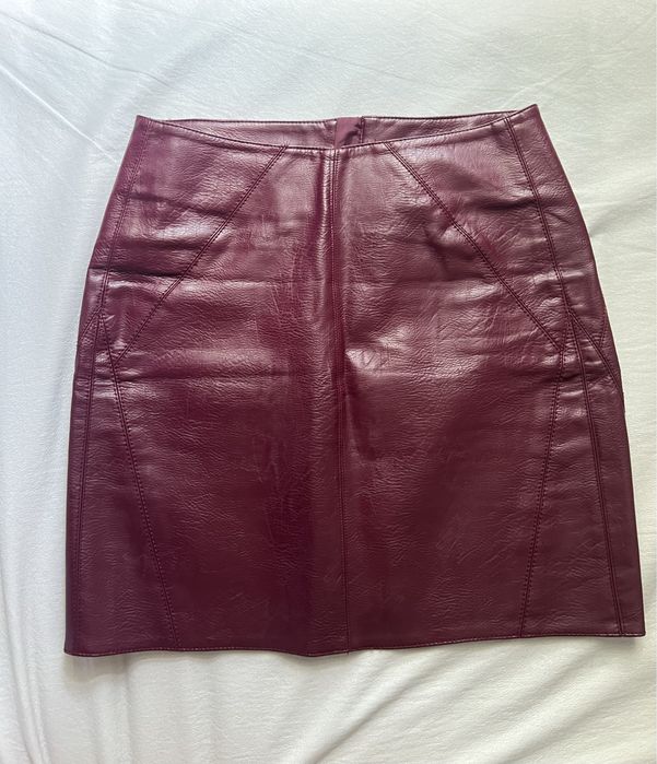 Шкіряна спідниця бургунд (темно червона)