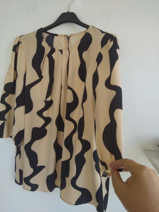 Blusa creme drapeada, elegante e fluida - Tamanho XXL - Nova!