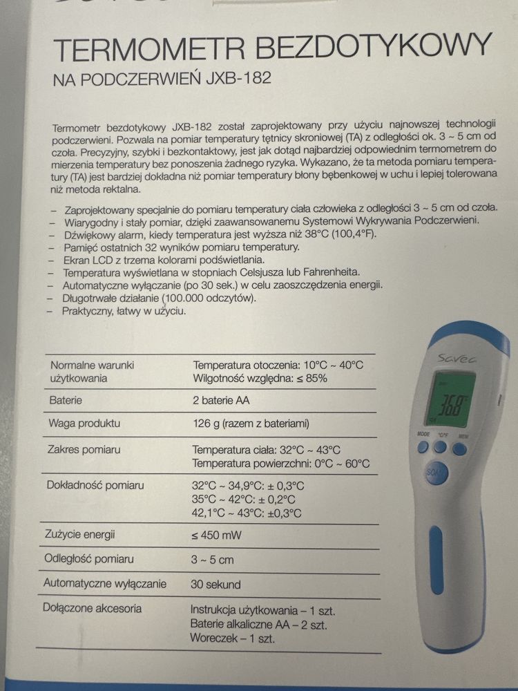 Termometr bezdotykowy Savea na podczerwień