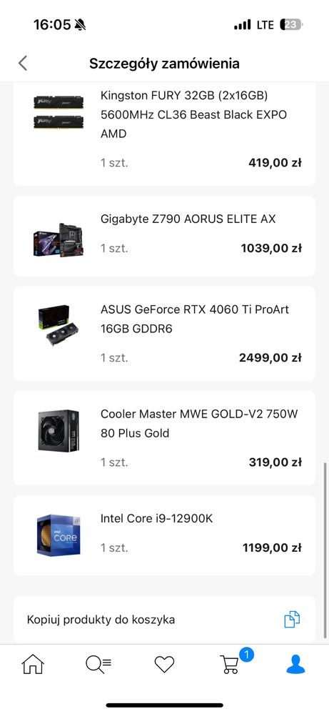 MOCNY ZESTAW PC i9-12900K RTX 4060 Ti ProArt 16GB 32GB DDR5 Z790 1TB