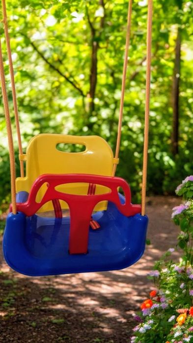 Huśtawka dziecięca kubełkowa z pasam ogrodowa 3w1 rośnie z dzieckiem
