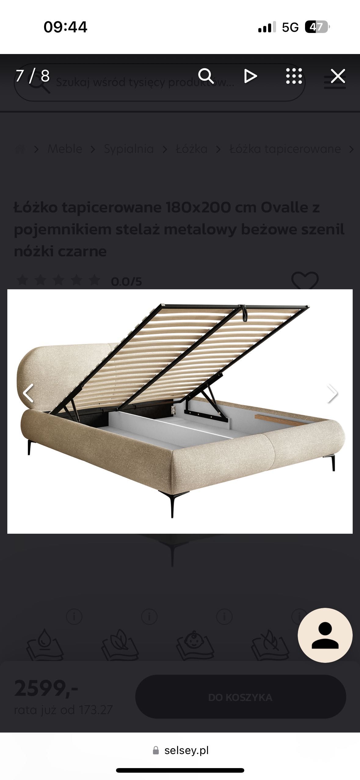 Nowe niezłozone łóżko selsey