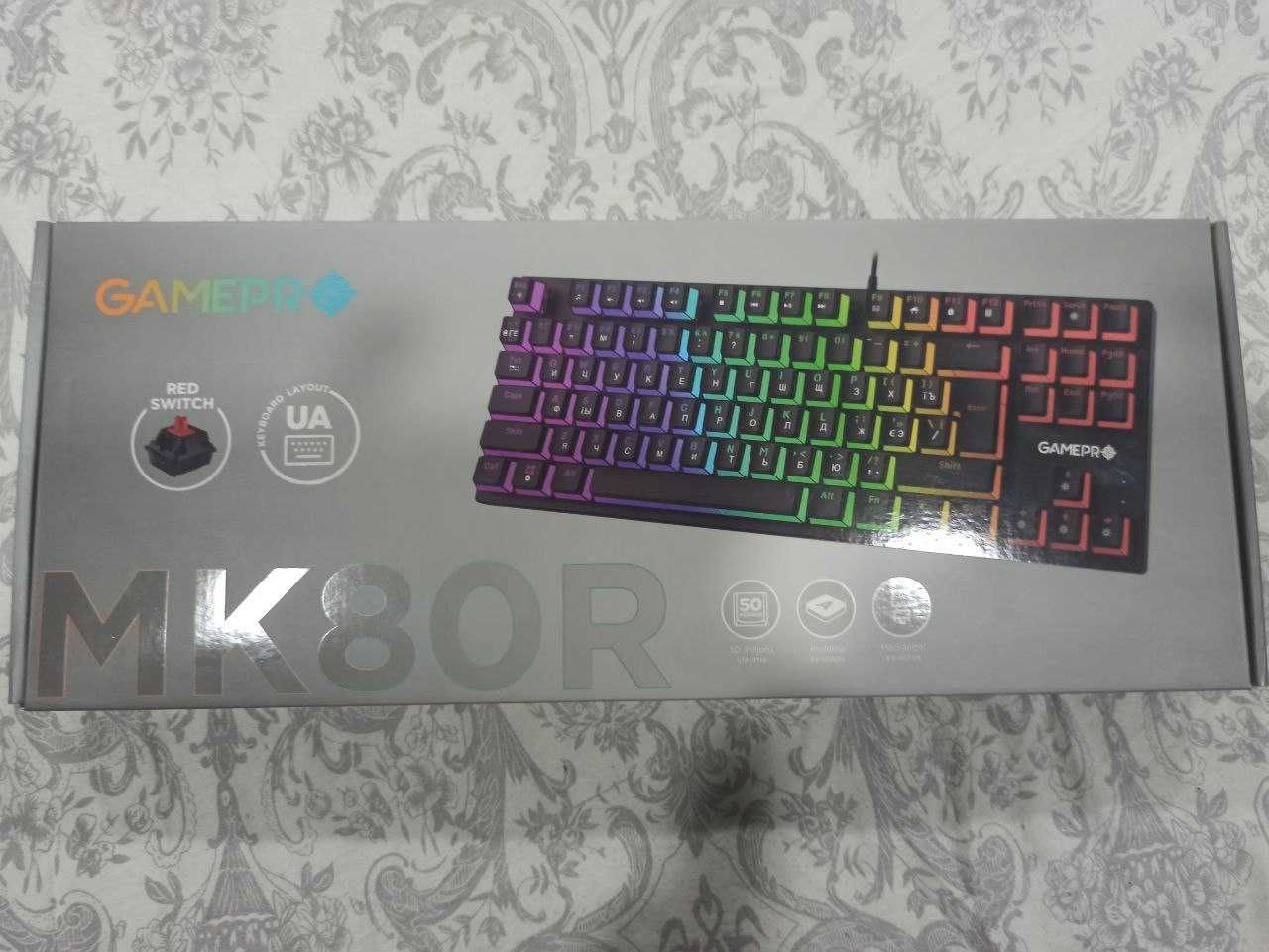 Клавіатура механічна дротова GamePro MK80R Red Switch RGB USB Black
