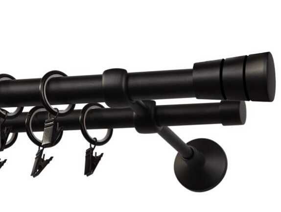 Karnisz Sycylia 200 cm podwójny czarny mat 19/16 mm