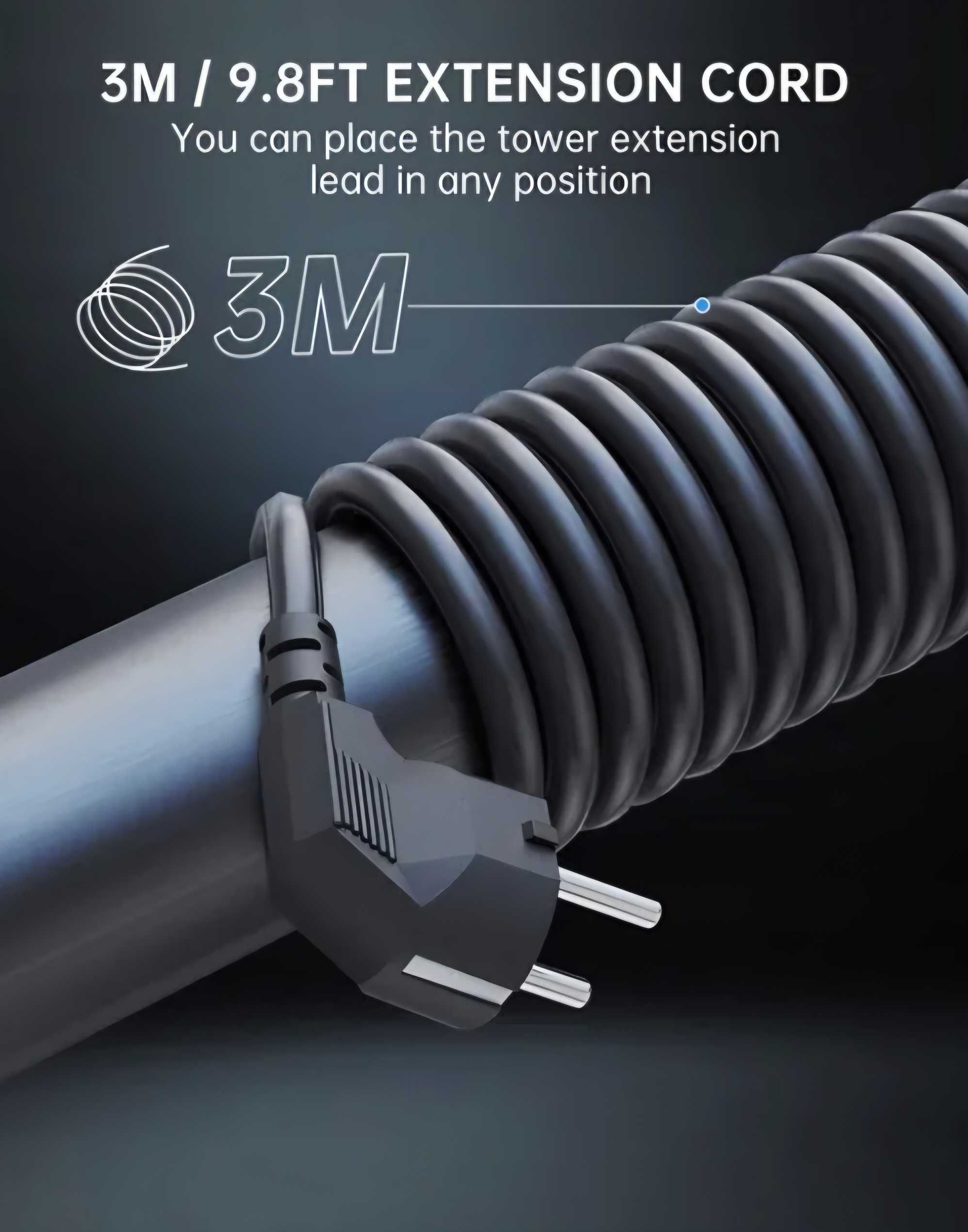 Przedłużacz pionowy wieża 12w1 8 gniazdek 3 x USB-A 1 x USB-C 3m 2500W