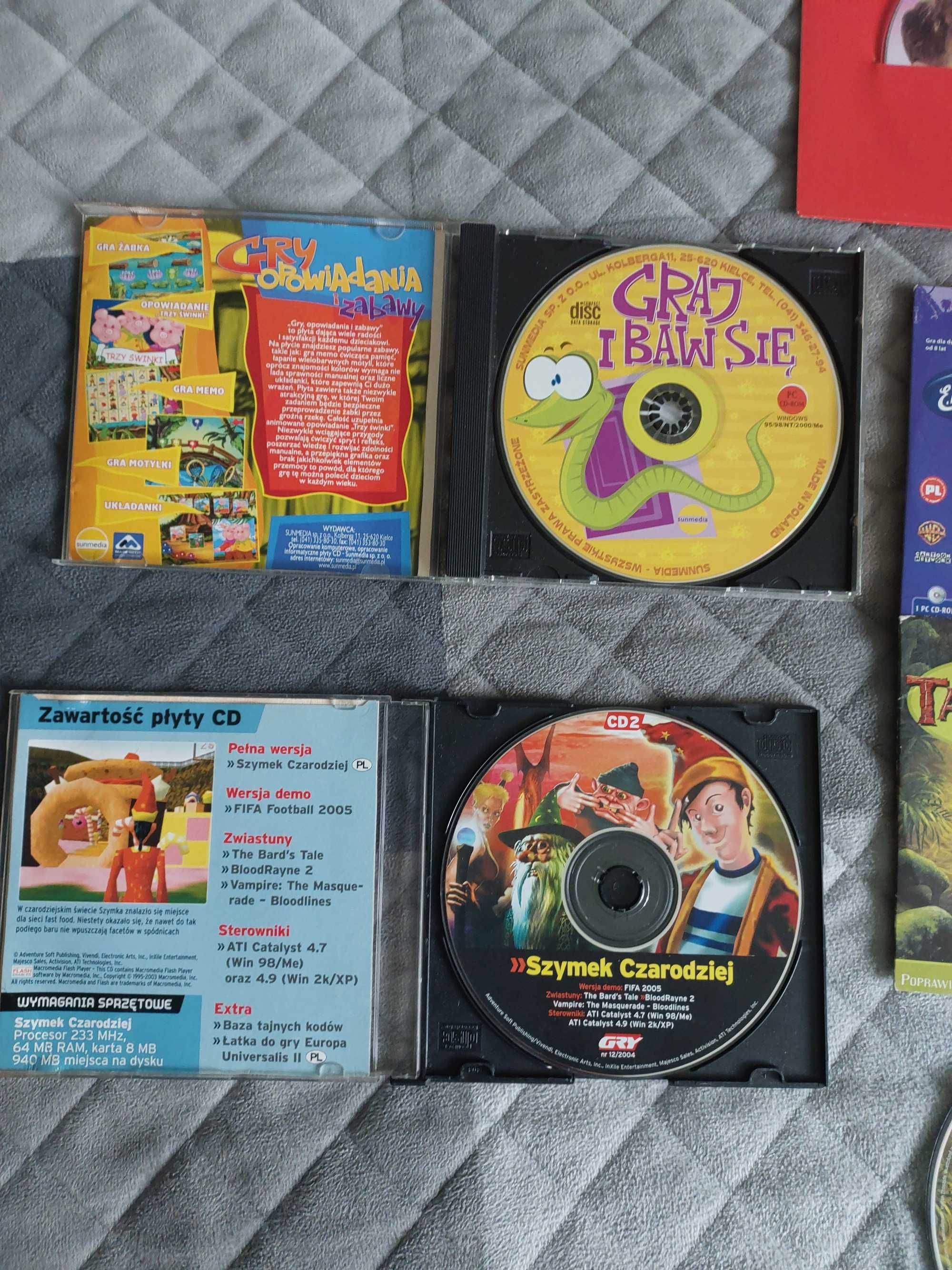 Gry i zabawy na płytach CD 4 sztuki plus gratis