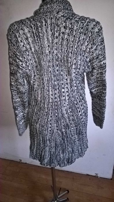 Sweter damski, długi,luźny, narzutka Mixed Fibres-rozmiar 40/42
