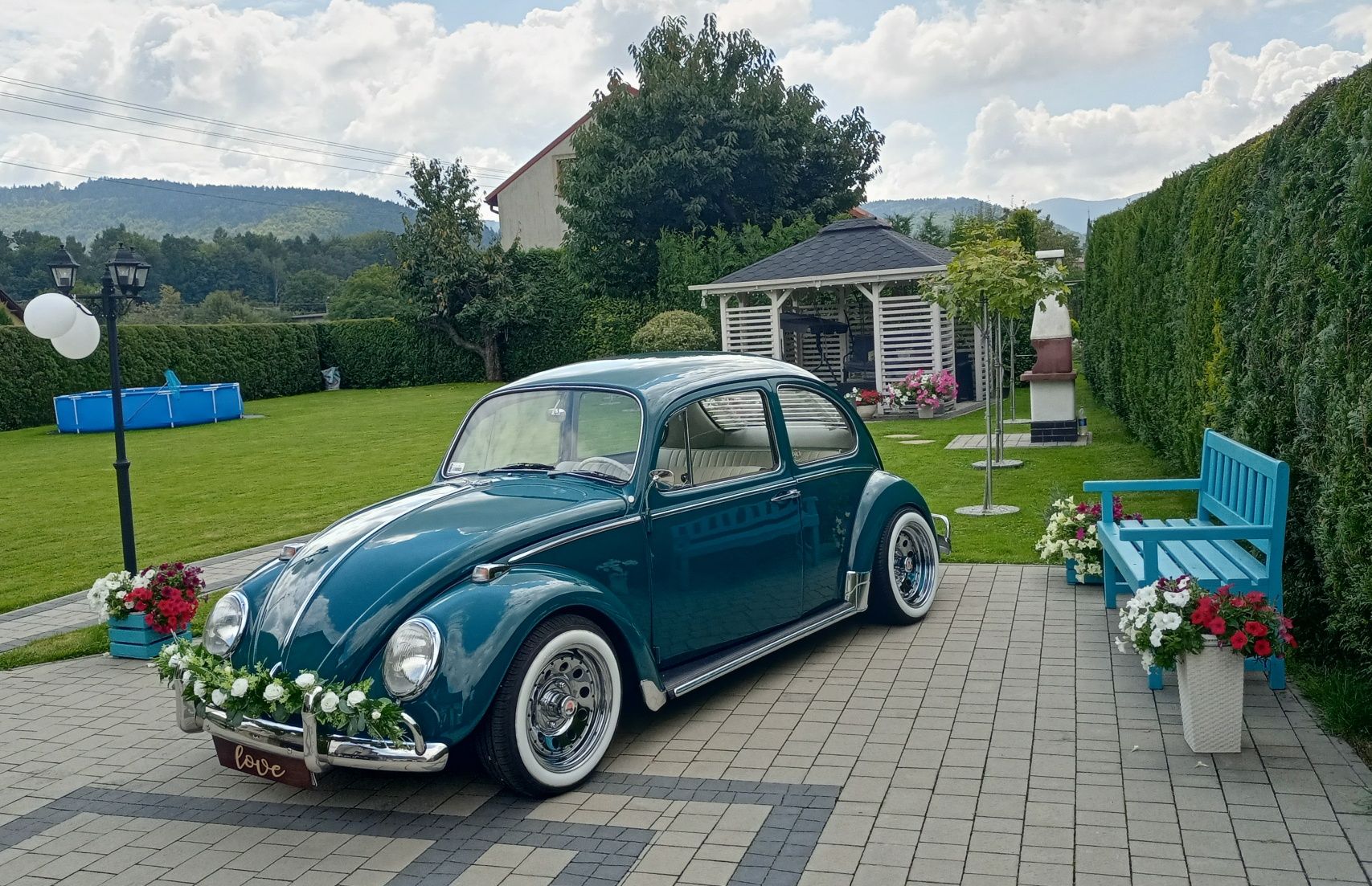 Garbus VW auto do ślubu samochód do ślubu retro zabytek boho  zdjęcia