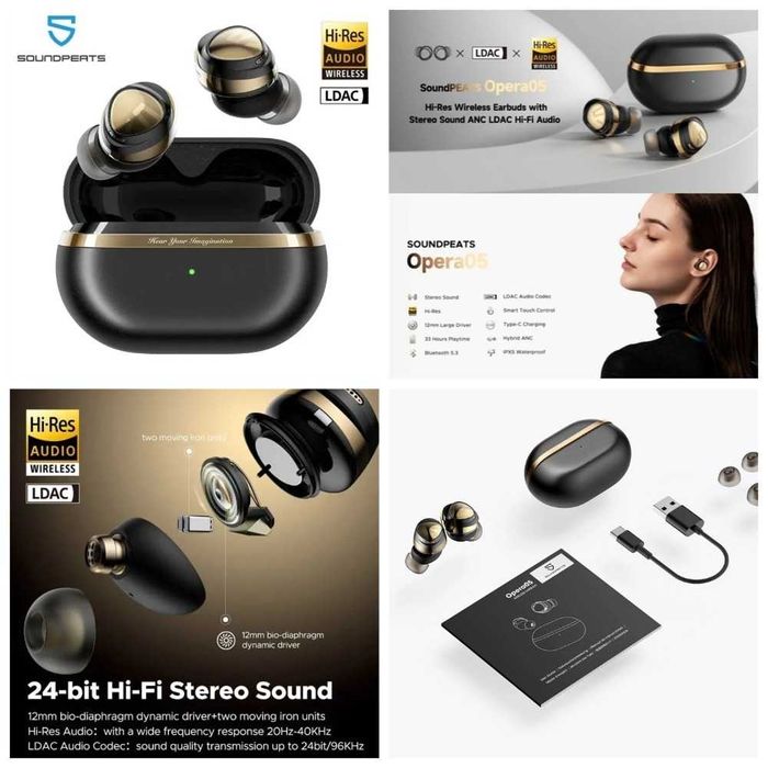 FiiO BTR 5 BT-адаптер и ЦАП, Soundpeats Opera 05 Hi-Res, LDAC, BT 5.3