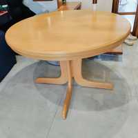 Stół okrągły  110 cm- drewniany, jasny, rozsuwany