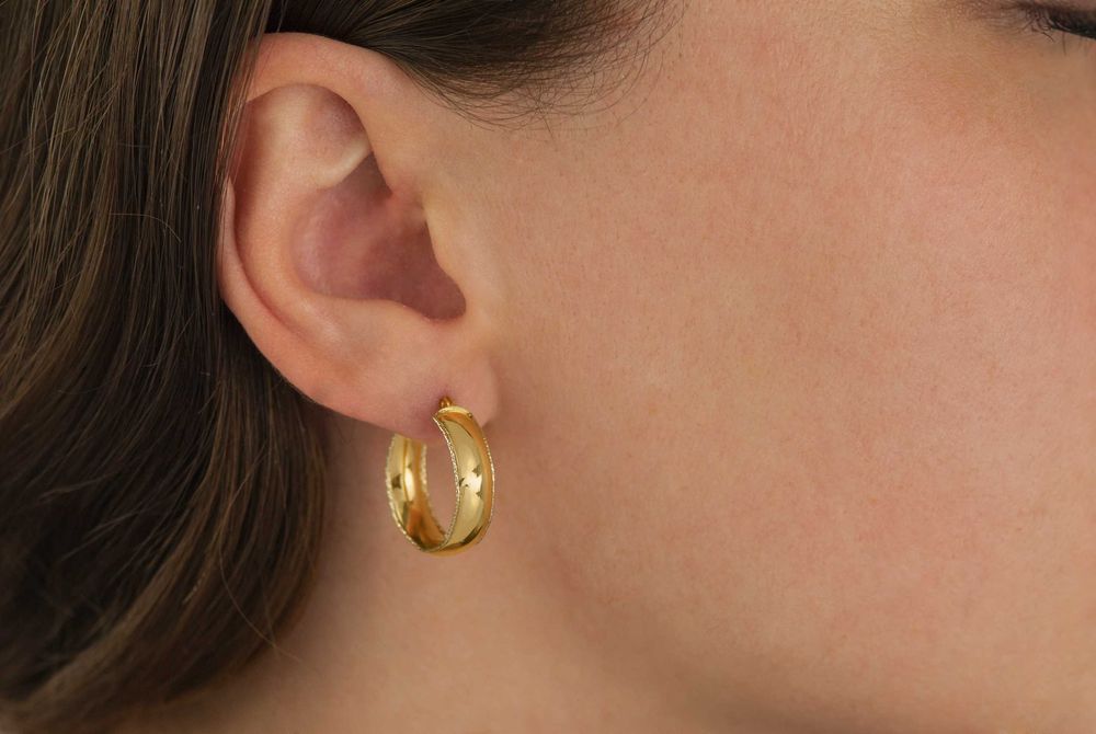 Złote Kolczyki Koła Diamentowane Rodowane Pr 585