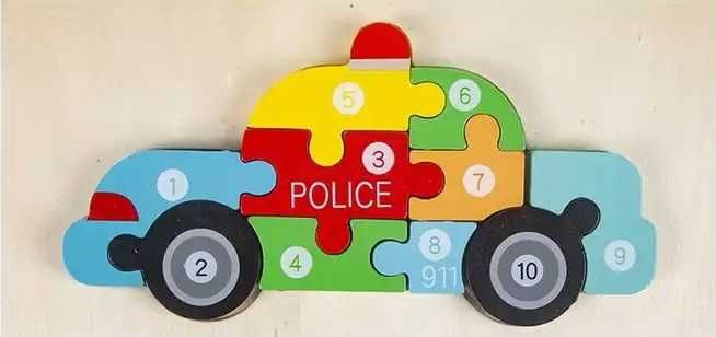 Puzzle drewniane 3D montessori - Policja