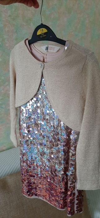 Святкова сукня (нарядное платье) у пайєтках на 4-6 р. + болеро