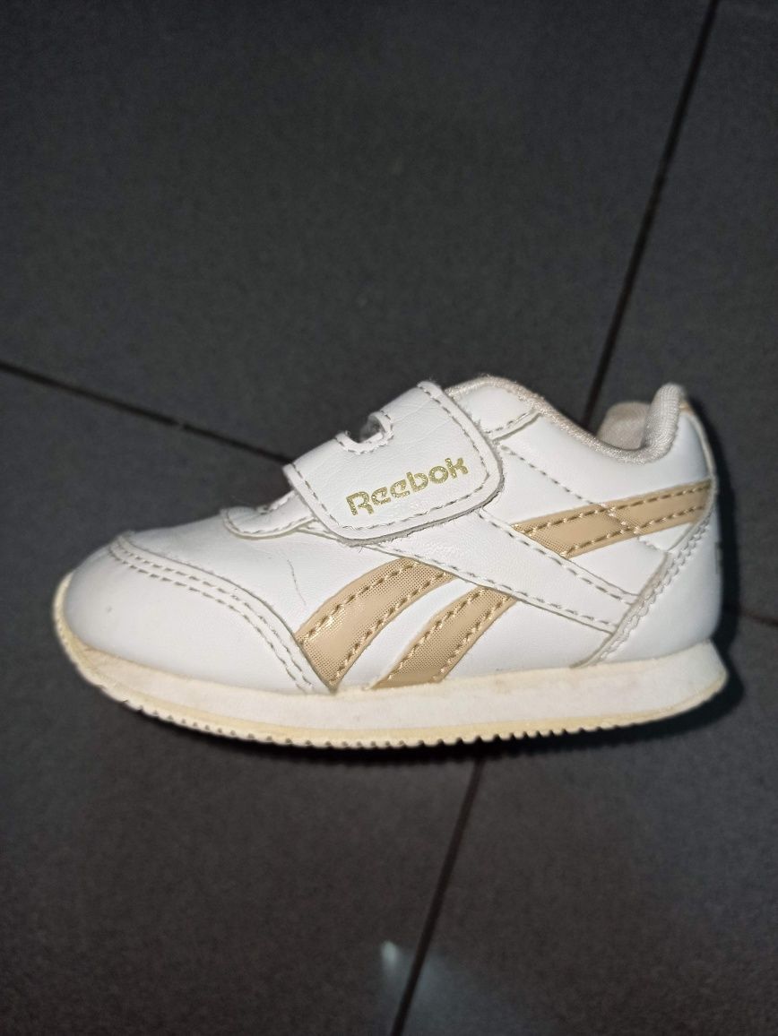 Sapatilhas rebook n° 19,5, branco / dourado