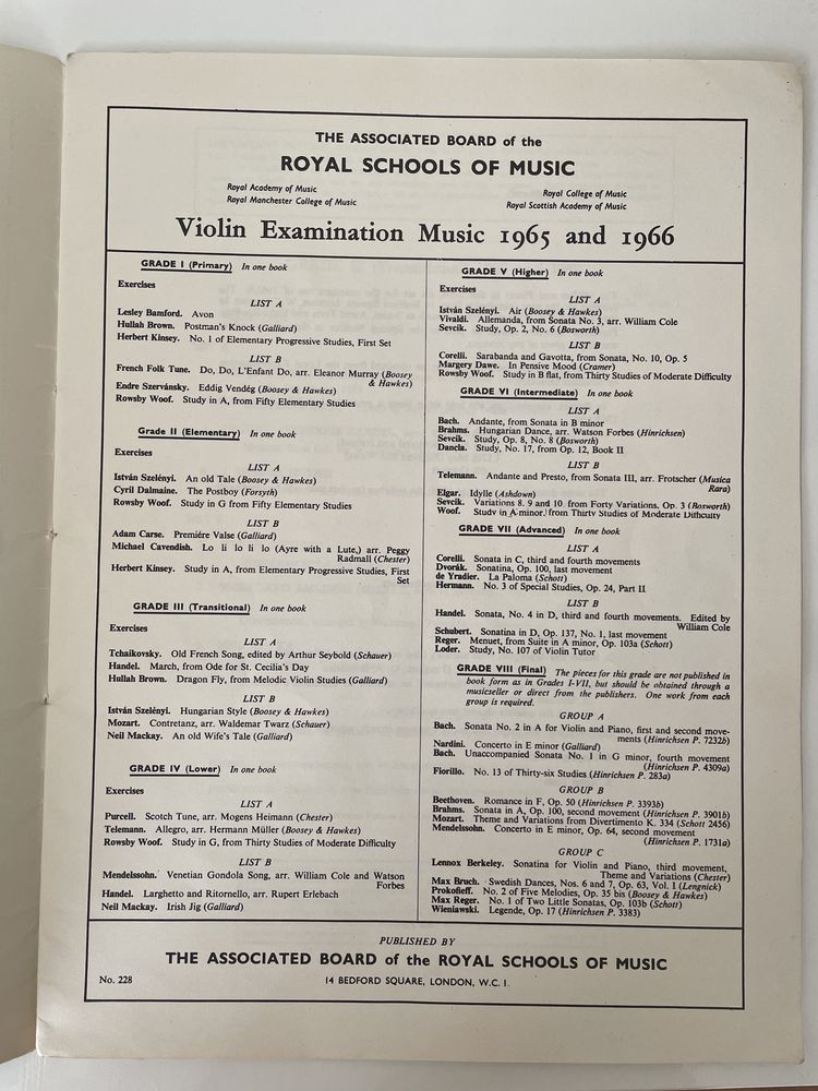 Vintage Ноты Шотландия Англия 1965-1966 Royal schools of music