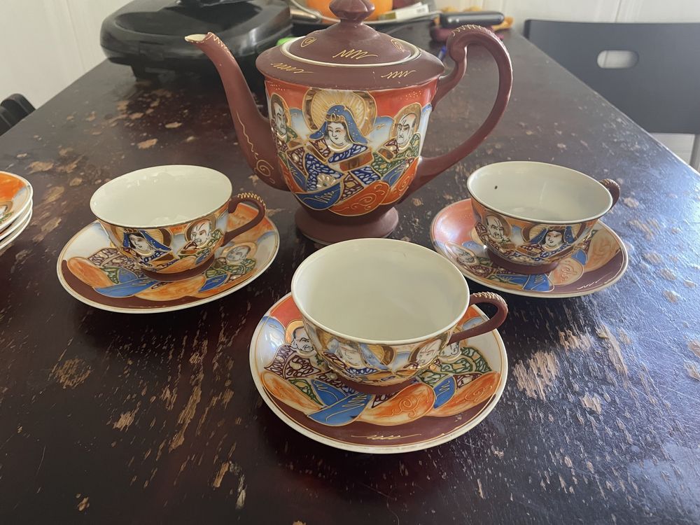 Conjunto antigo em porcelana japonesa satsuma