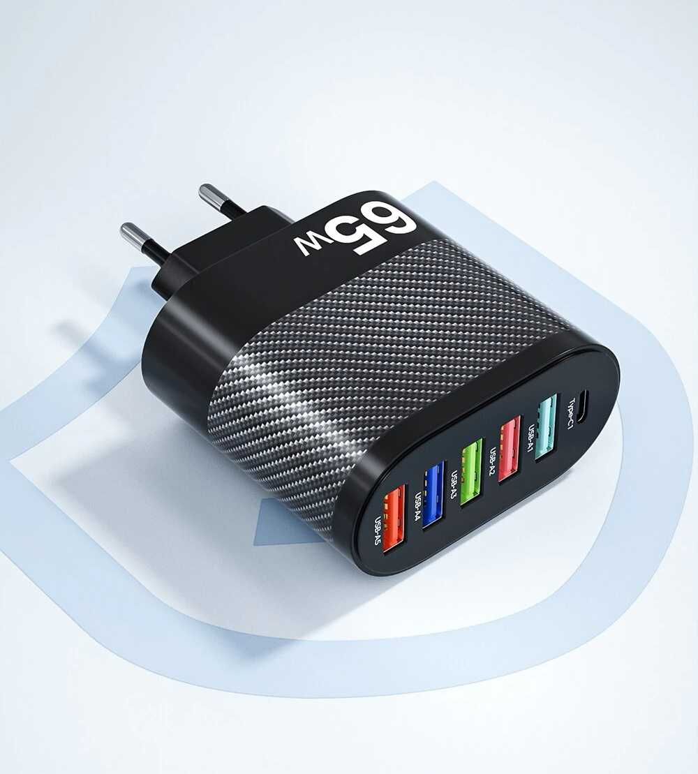 65 Вт 5 портов USB зарядное устройство PD